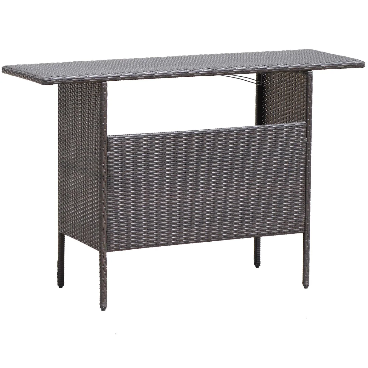 SlickBlue SlickBlue Outdoor Wicker Bar Table 55" with 2 Metal Mesh Shelves — product photo