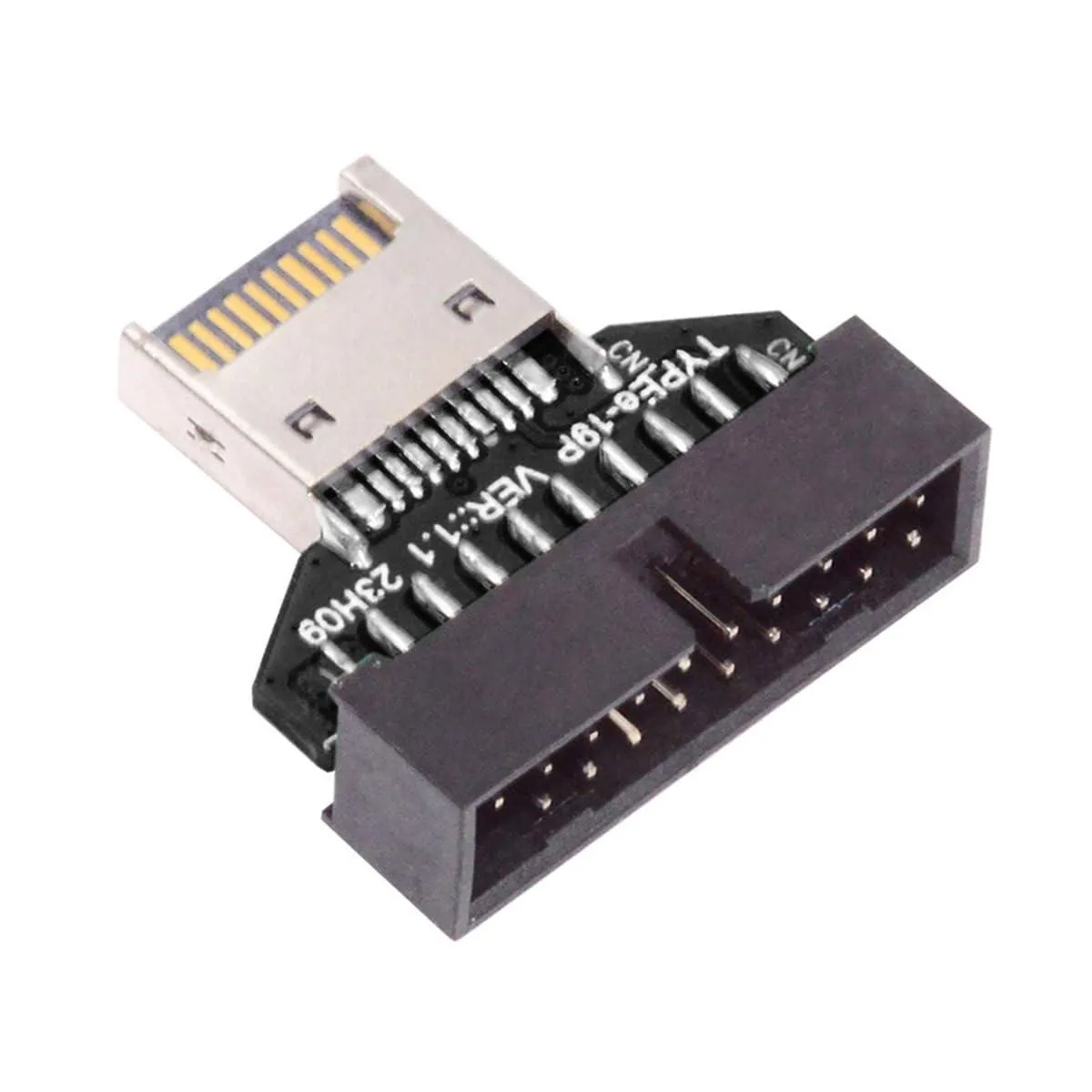 Black rectangular adapter with IDC socket and 20-pin header