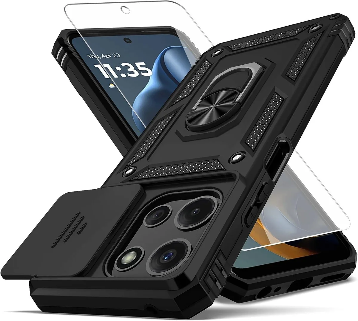 Avantalk Avantalk Moto G 2025 Case with Camera Cover Screen Protector Kickstand Black — product photo