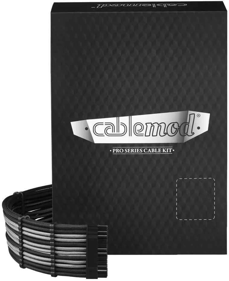 Sleeved cable kit with black and silver wires and pre-installed combs