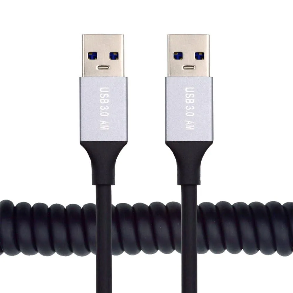 LORDWORLD LORDWORLD Coiled USB 3.0 Type-A Male to Male Cable 100cm — product photo