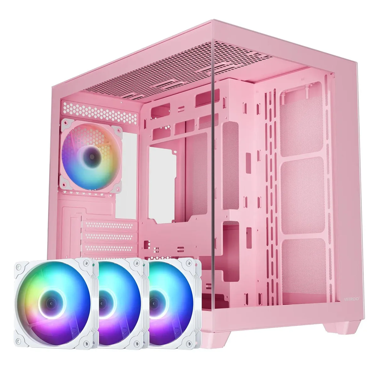Vetroo Vetroo AL900 Pink ATX Mid Tower PC Case — product photo