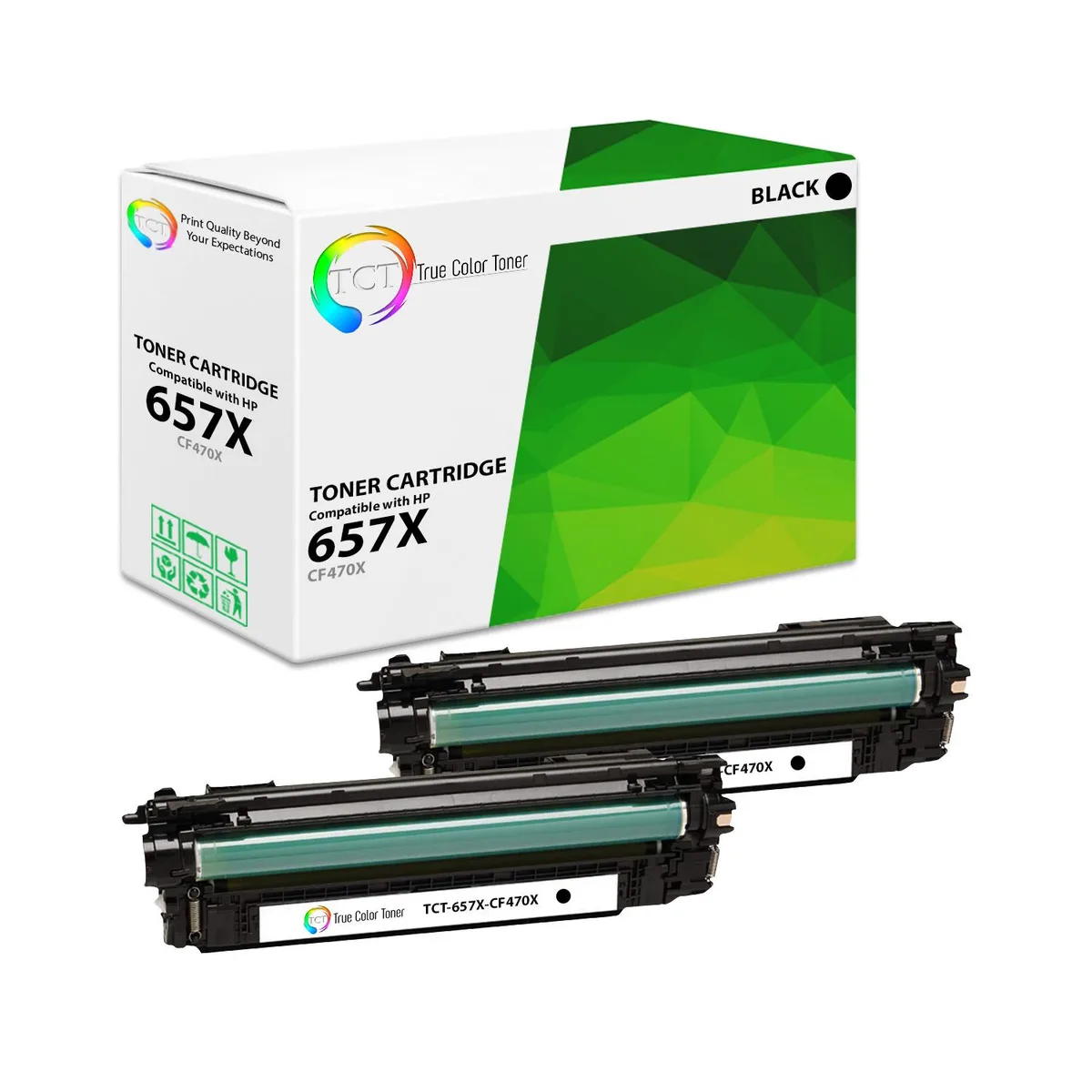 True Color Toner True Color Toner 657X Black Toner Cartridge 2 Pack CF470X 28000 Pages — product photo