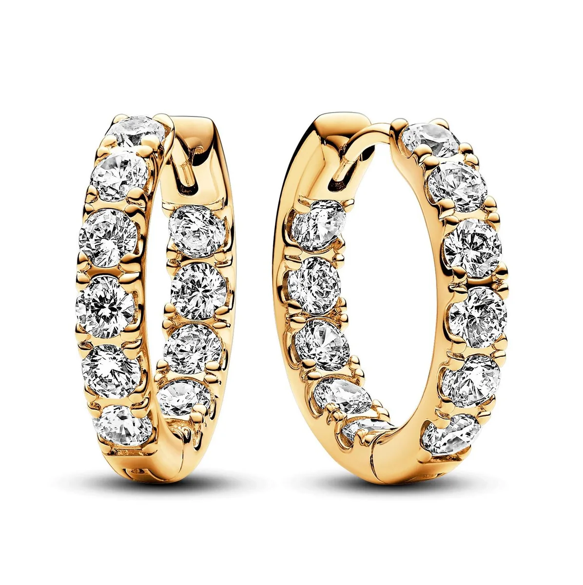 PANDORA PANDORA Sparkling Row Eternity Hoop Earrings 14k gold-plated — product photo
