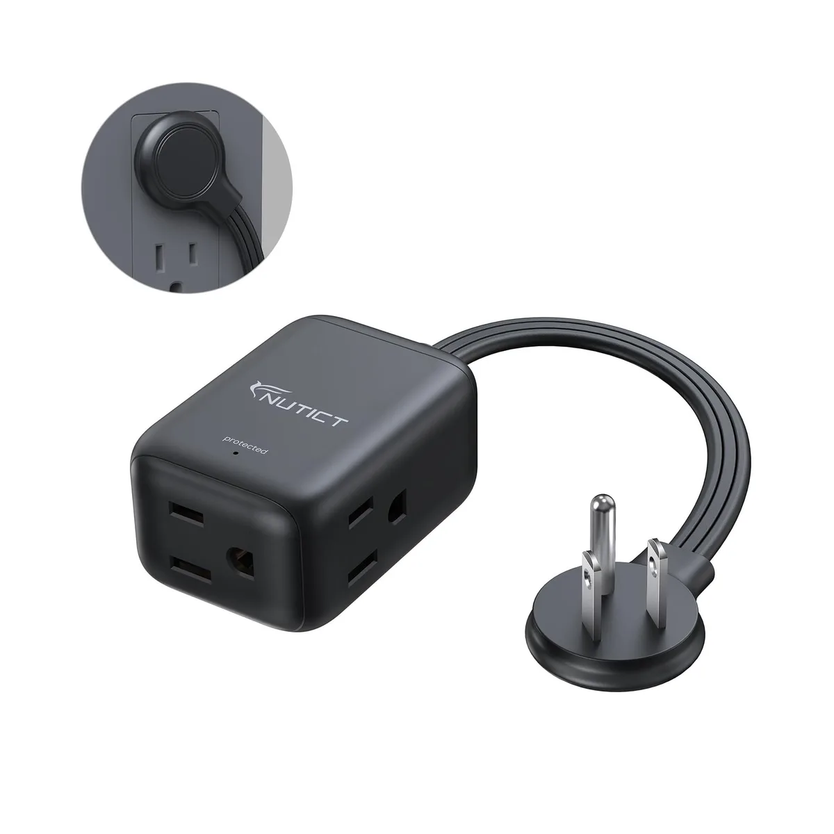  NUTICT NT-EC-NA01 1.5ft 3-Outlet Flat Power Extension Cord — product photo