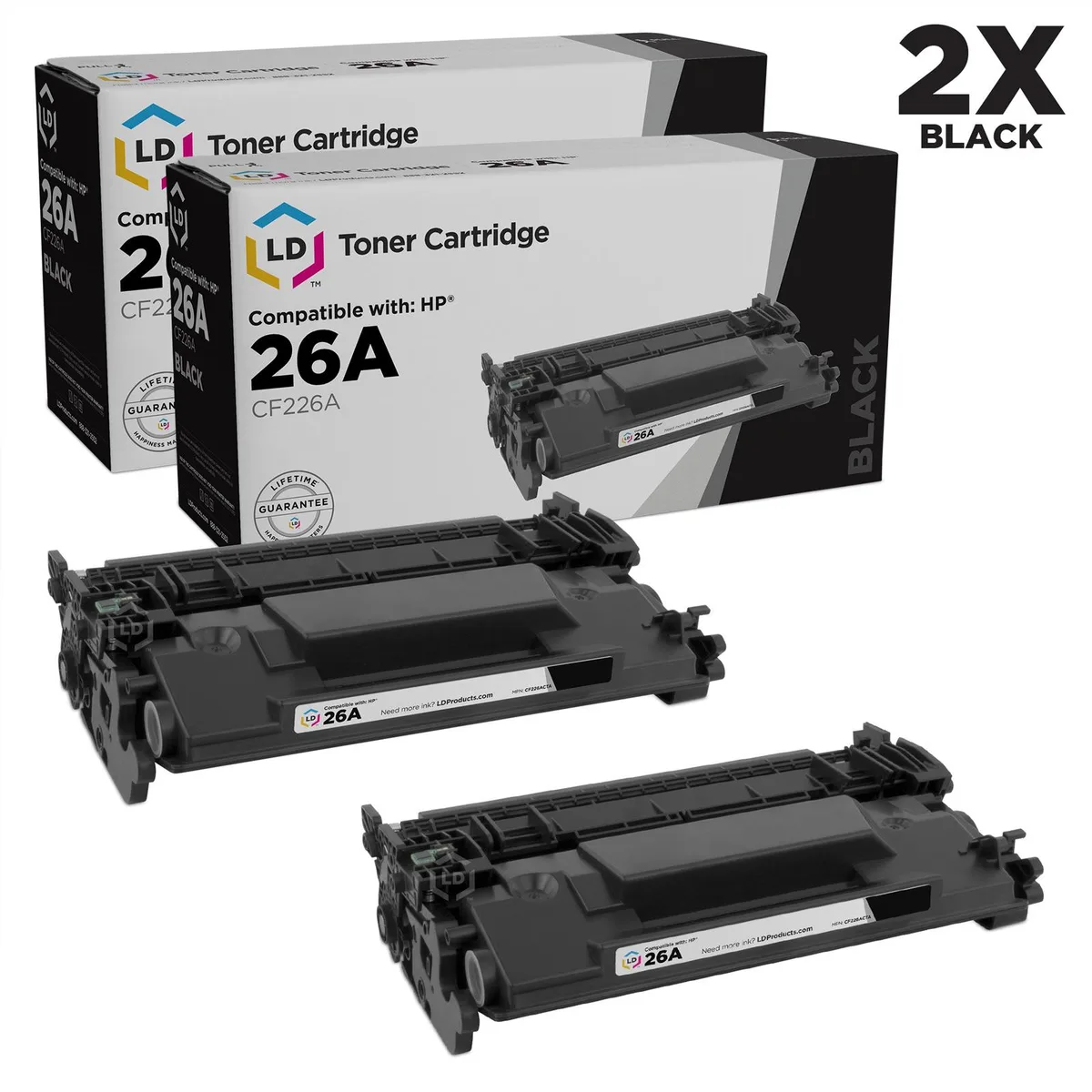 LD Products LD Products HP 26A CF226A Black Toner Cartridge 2-Pack 3100 Pages — product photo