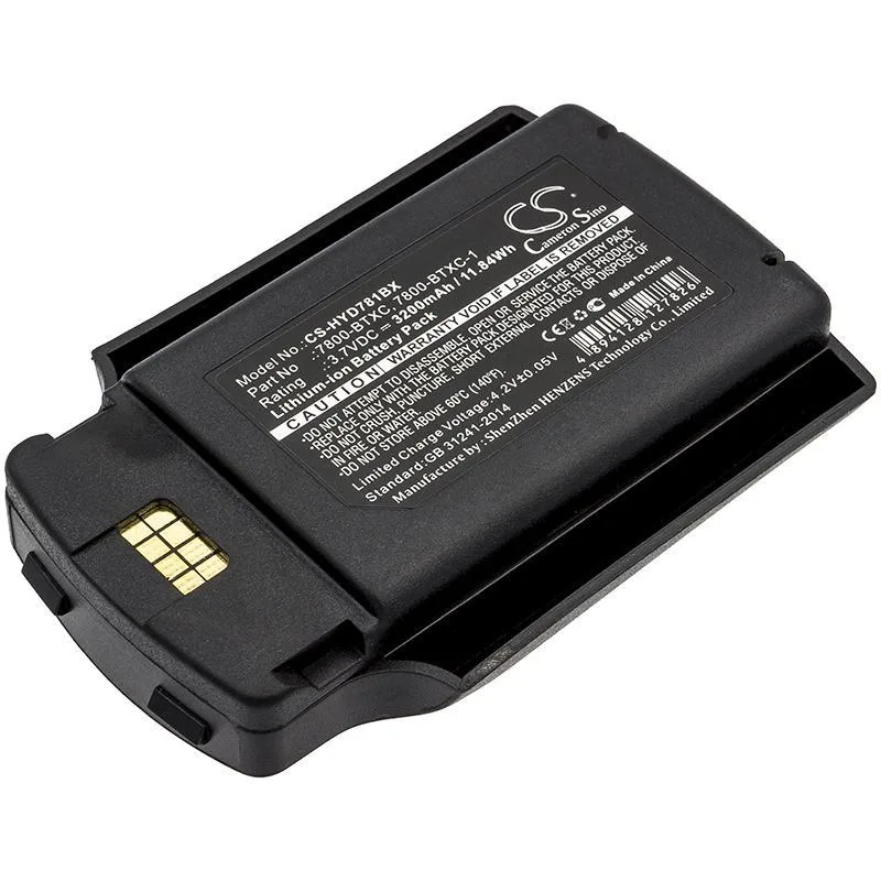 Rectangular black replacement battery with label visible