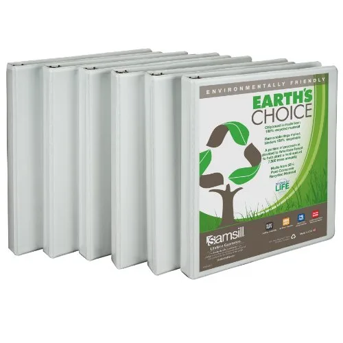 Samsill Samsill I08917 Earth's Choice View 1/2" Round 3-Ring Binder, White, 6/Pack accessory — product photo