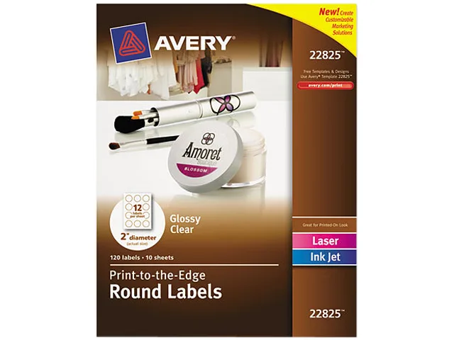Avery Avery 22825 Round Clear Glossy Labels 2" 120pk 10 Sheets — product photo