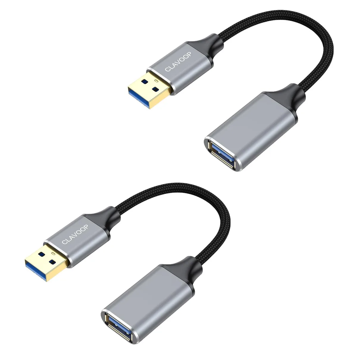 KEHIPI KEHIPI USB A 3.0 extension cable 6 inch 2-pack braided male-to-female — product photo