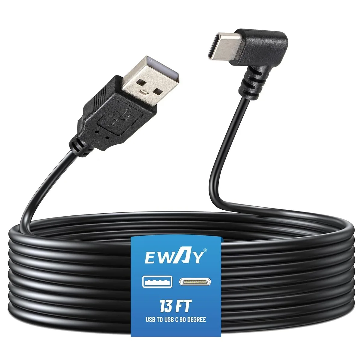 Kootion Kootion USB-A 2.0 to USB-C Dash Cam Cable 13ft 90 Degree 20AWG 2.5A — product photo