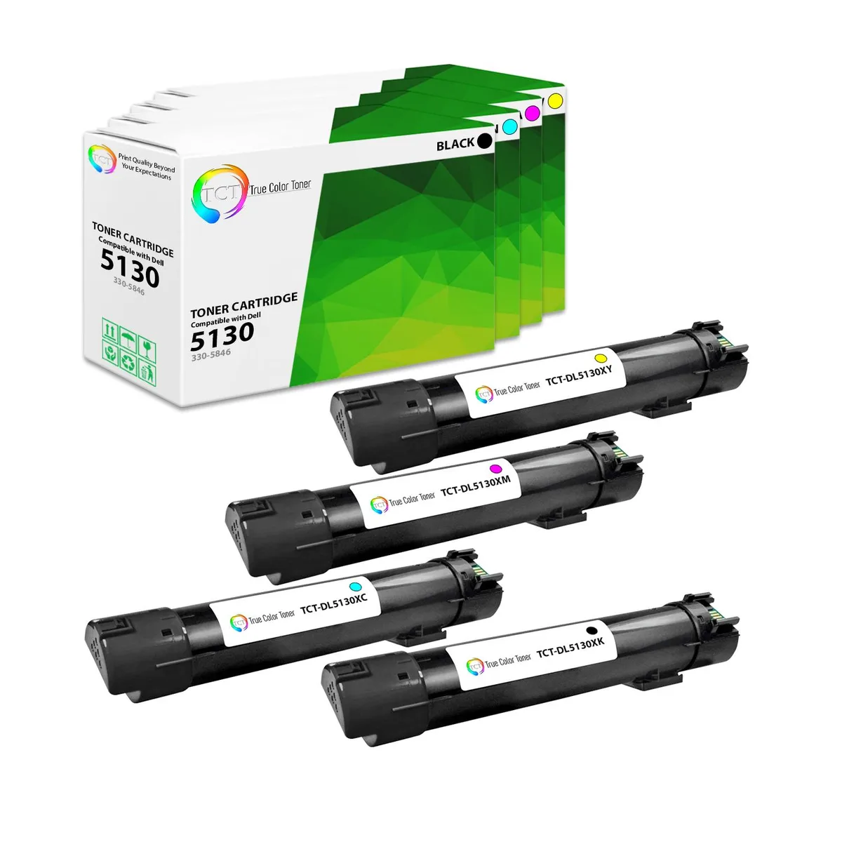 True Color Toner True Color Toner 5130 4-Pack Toner Cartridges 330-5846 330-5850 330-5843 330-5852 — product photo