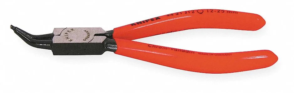 Knipex retaining-ring pliers, 90-degree angled tips, black chrome-vanadium steel, plastic-dipped handles