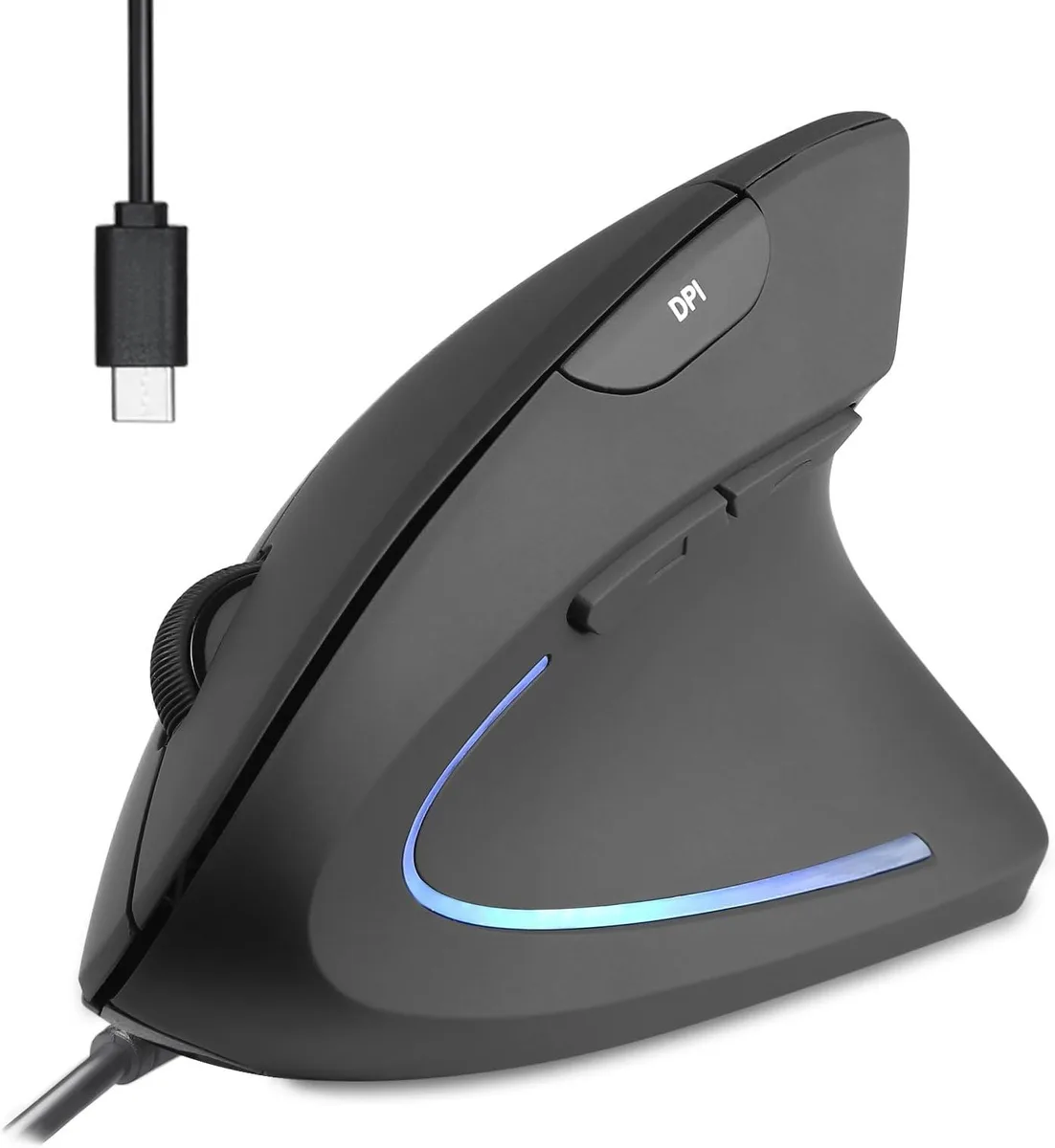 Perixx Perixx PERIMICE-513C Wired Vertical USB-C Mouse 1000/1600 DPI Black — product photo