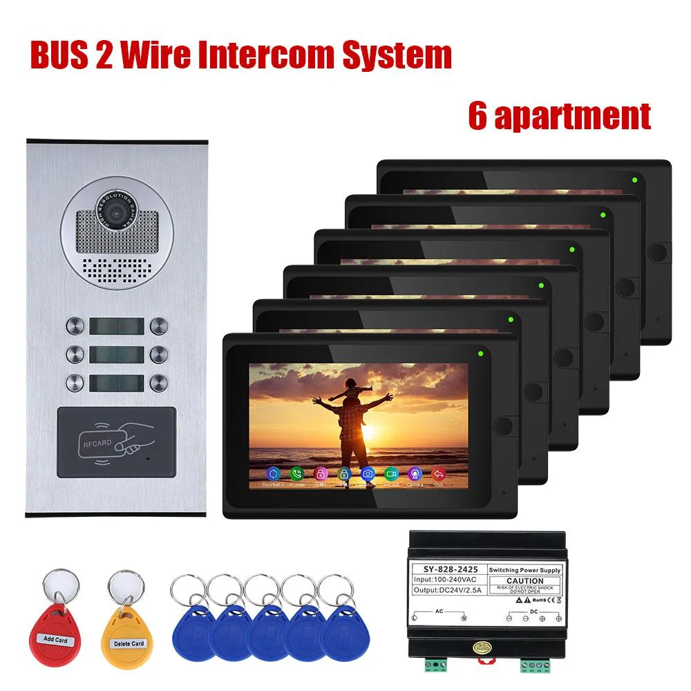 visiPower visiPower Wired WiFi 7 Inch 2-Wire Video Door Phone Kit 1 Doorbell 6 Monitors — product photo
