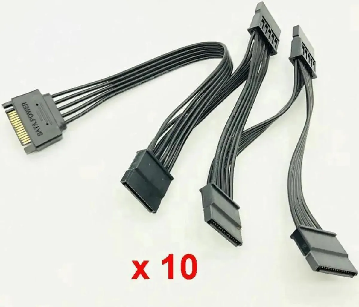 SMUGDESK SMUGDESK 10 Pack 15Pin SATA Male to 5 Ports Female Power Splitter Cord — product photo