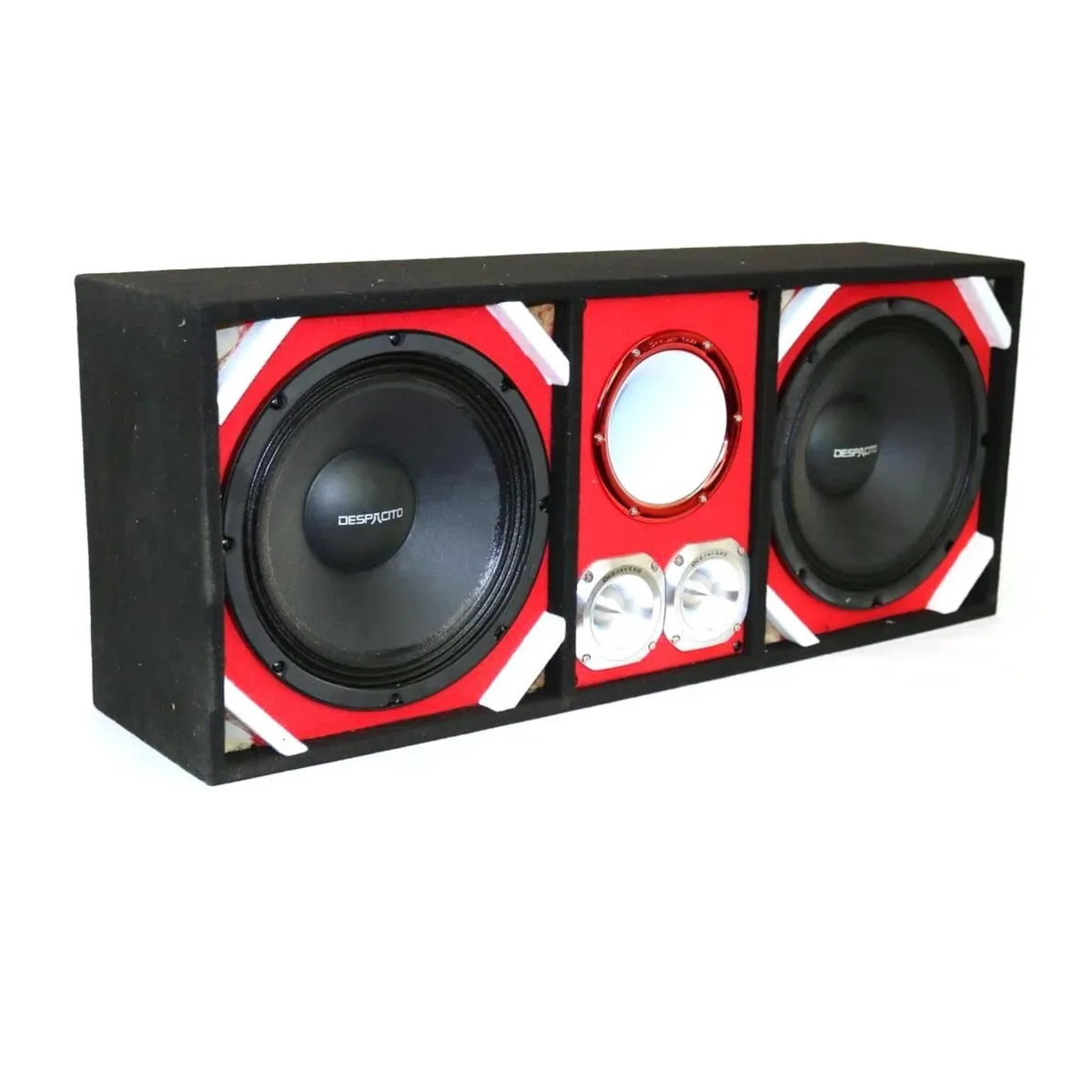 Deejay LED Deejay LED TBH12RED Loaded Box Two 12-in Woofers Horn Two Bullet Tweeters RED — product photo