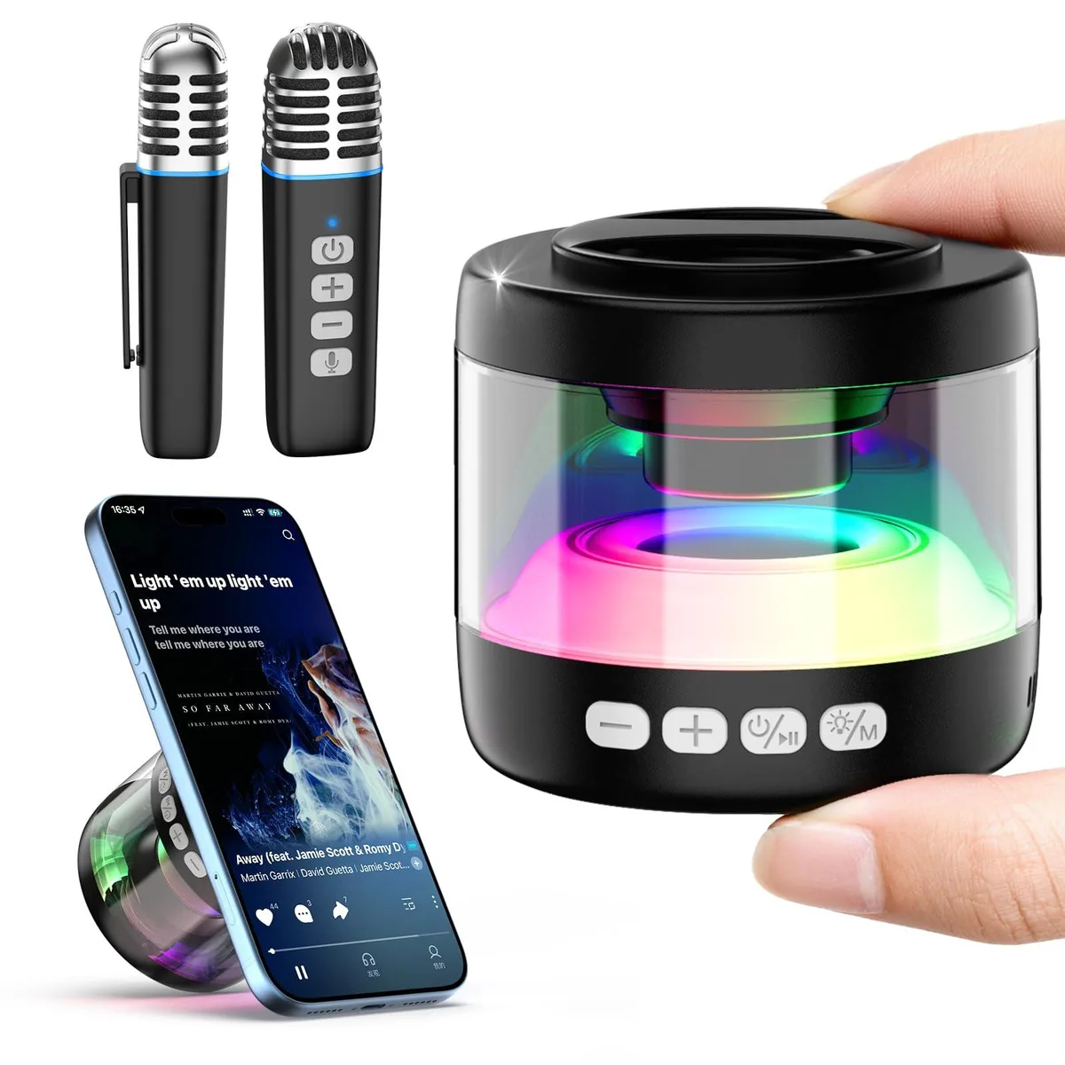  heetipuk K22 Karaoke System with 2 Wireless Lapel Microphones — product photo