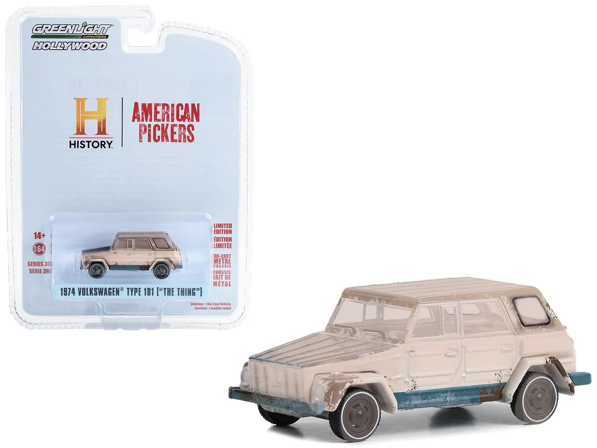 GREENLIGHT GREENLIGHT 1974 Volkswagen Thing Type 181 Beige Weathered American Pickers 1/64 Diecast 39 — product photo