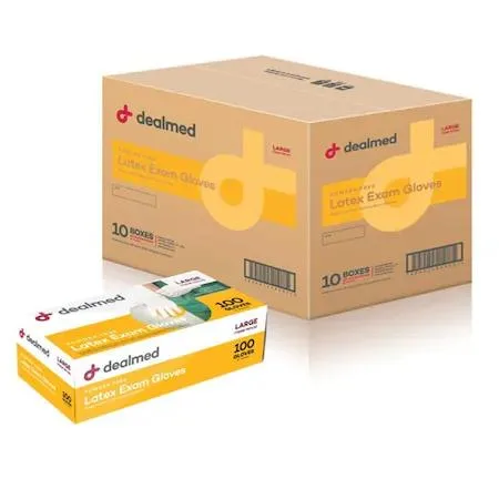 Dealmed Dealmed 787430 Disposable Latex Gloves Powder-Free L Beige 1000 PK — product photo