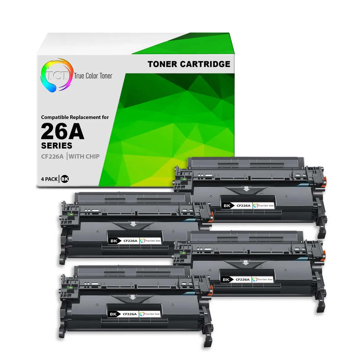 True Color Toner True Color Toner 26A CF226A Black Toner Cartridge 4 Pack 3100 Pages — product photo