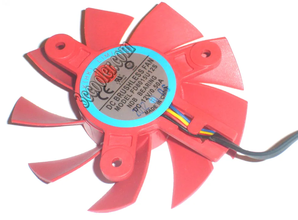 OEM Industries OEM Industries FD8015U12S 12V .5A 4-pin red frameless fan HD7750 HD7770 CPU cooler — product photo