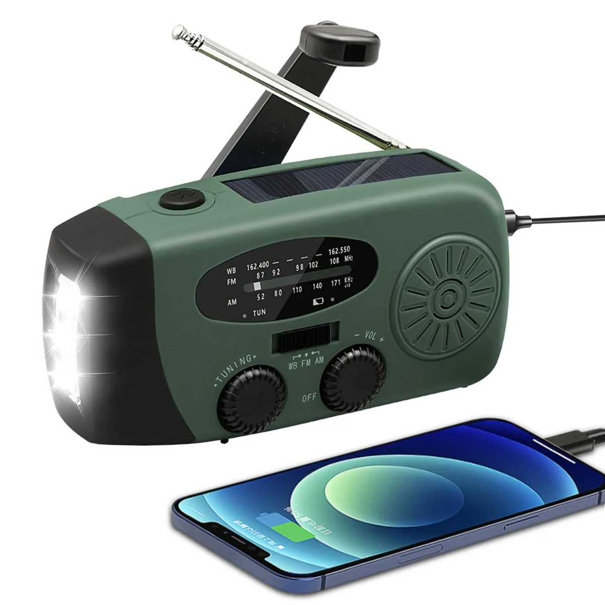 Pioneer 7400mWh Emergency Weather Radio Navy Green — product photo