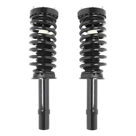 Two silver front strut assemblies in a box