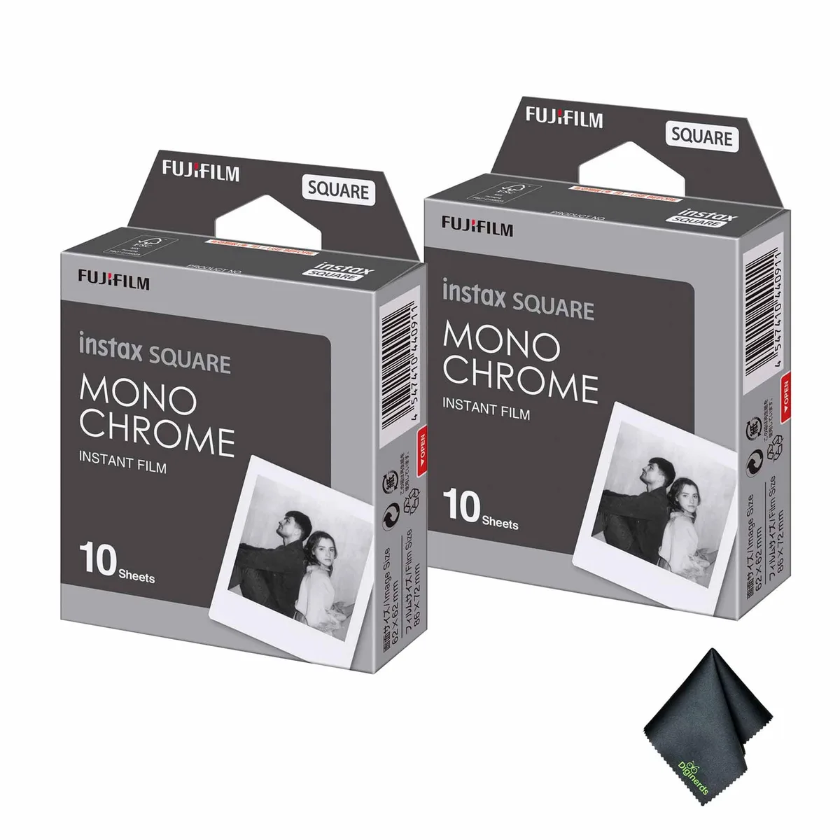 FUJIFILM FUJIFILM INSTAX SQUARE Monochrome Instant Film 10 Exposure Bundle with Cloth — product photo