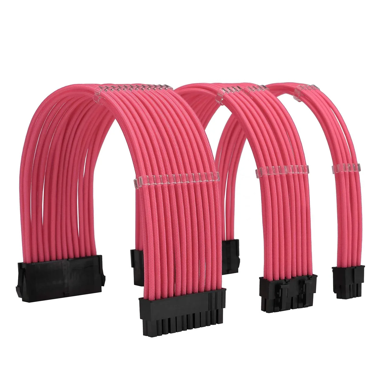 Vszerda Vszerda Pink Sleeve Extension Cable Kit 18AWG ATX 24P EPS 8P PCI-E 8P 300mm Combs — product photo