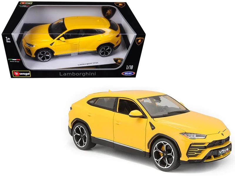 BBURAGO BBURAGO Lamborghini Urus Yellow 1/18 Diecast Model Car — product photo