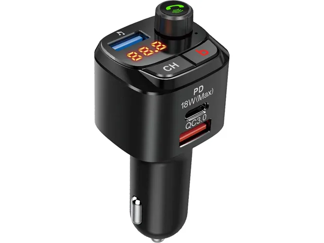 IHDAPP IHDAPP Bluetooth 5.0 FM Transmitter QC3.0 Type-C PD 18W 3 USB Ports — product photo