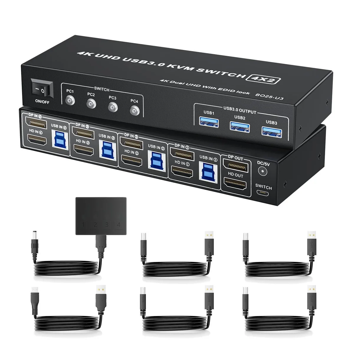 Vszerda Vszerda 4K DP KVM Switch 4 PC 2 Monitors BO25-PA — product photo