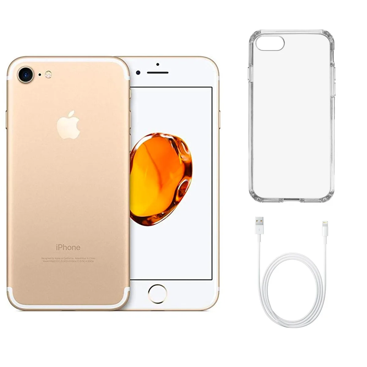 Apple Apple iPhone 7 A1660 128GB Gold Clear Phone Case cell phones - unlocked — product photo