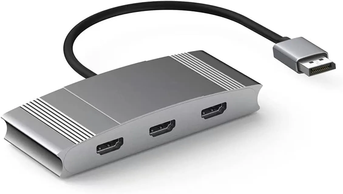 Corn Electronics Corn Electronics DisplayPort 1.4 to 3 HDMI Splitter Gray — product photo