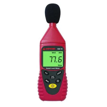 Amprobe SM-10 digital sound meter with LCD display and carrying case