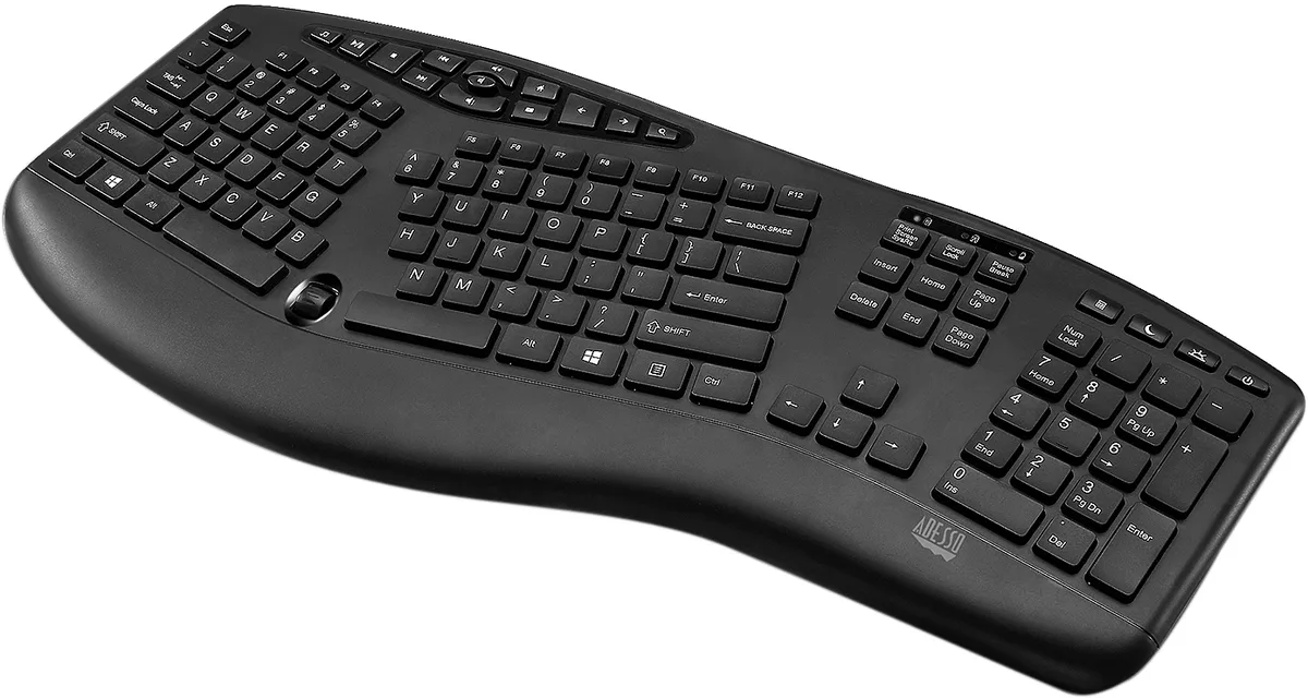 Adesso Adesso TruForm Wireless Ergonomic Keyboard and Optical Mouse WKB-1600CB-FR Black — product photo