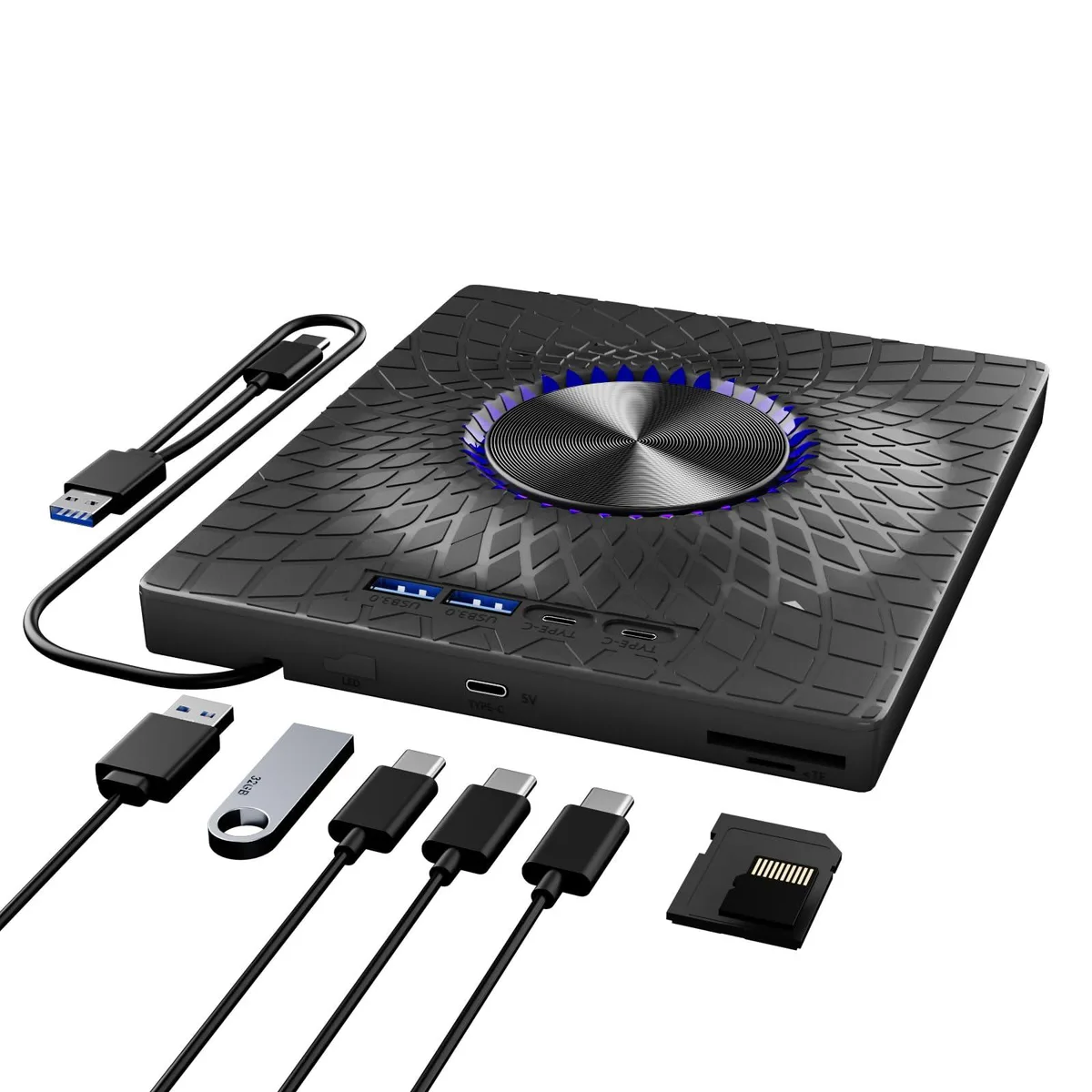  TYYWGD WE0032 7-in-1 Blu-ray Drive USB 3.0/Type-C Hub RGB — product photo
