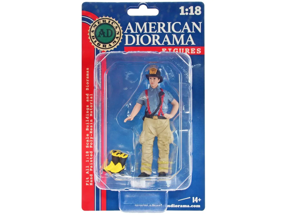 American Diorama American Diorama "Firefighters" Getting Ready Figure with Boots 1/18 hobby collectible — product photo