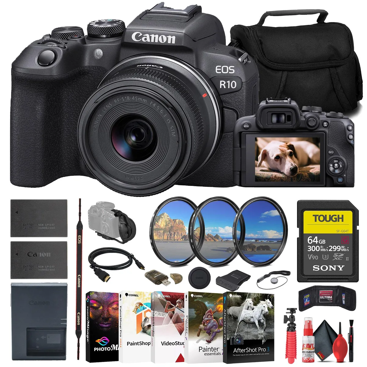 Canon Canon EOS R10 Mirrorless Camera Kit with 18-45mm Lens and 64GB TOUGH SD Card — product photo