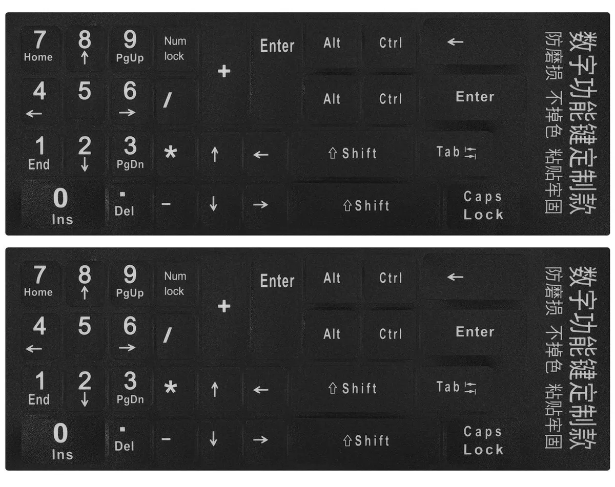  Keychron 2PCS Keyboard Number Stickers Matte Black 6.88 x 2.56 inches — product photo