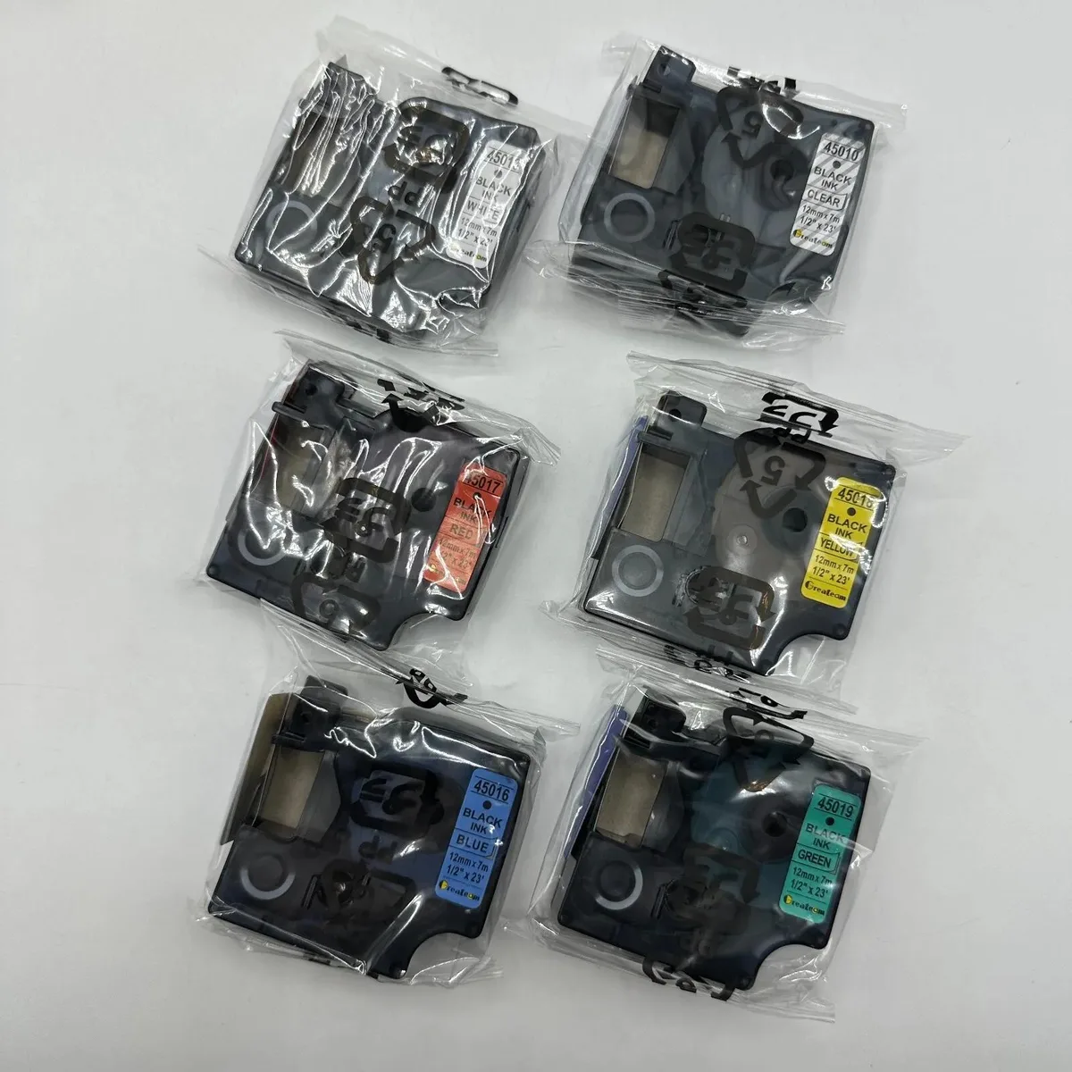WUQ WUQ 12mm D1 Label Tape 6-Pack 45013 45010 45016 45017 45018 45019 — product photo