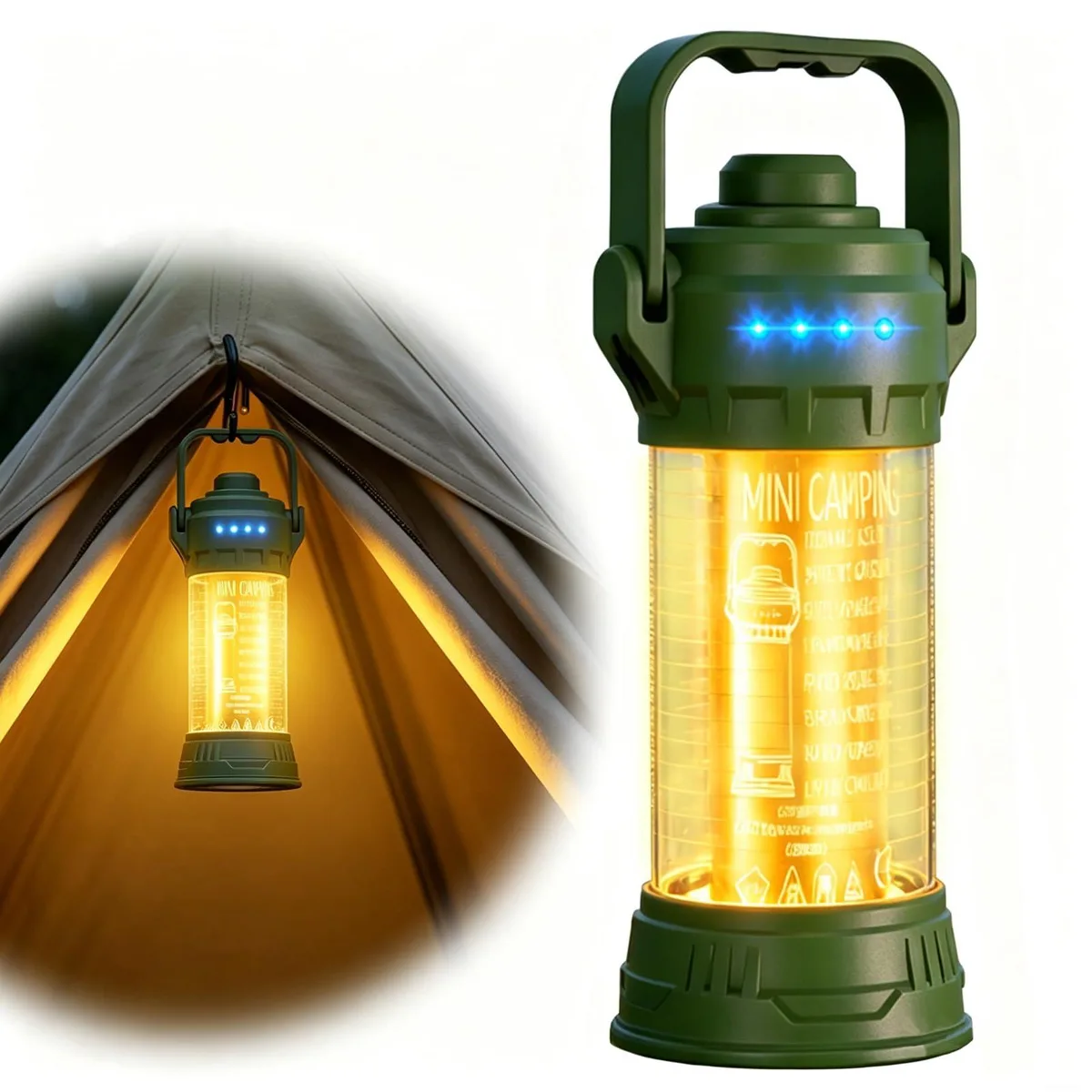 Compact black 2-in-1 lantern and flashlight, 5.1 inches long
