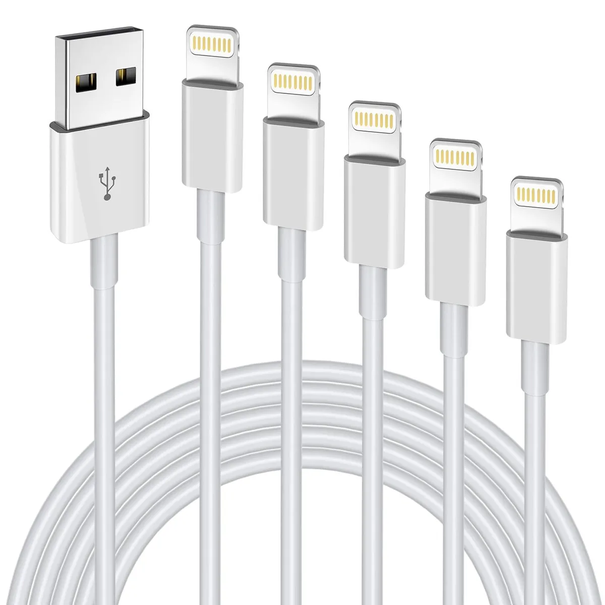 Hi-Mobiler Hi-M63 MFi Lightning Cable 5-Pack White 3/6/10ft — product photo
