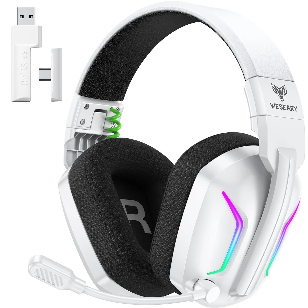  WESEARY WG1 Wireless Gaming Headset White 50mm 2.4GHz 50h — product photo