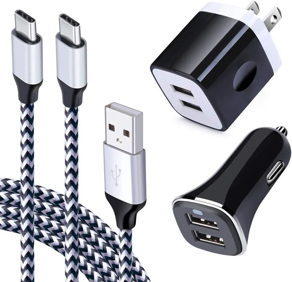 PISKEKAT PISKEKAT Dual Port Car & Wall Charger Kit with 6ft Type-C Cable — product photo