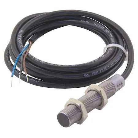Cylindrical stainless steel inductive sensor 12 mm diameter 64 mm length 2 m cable