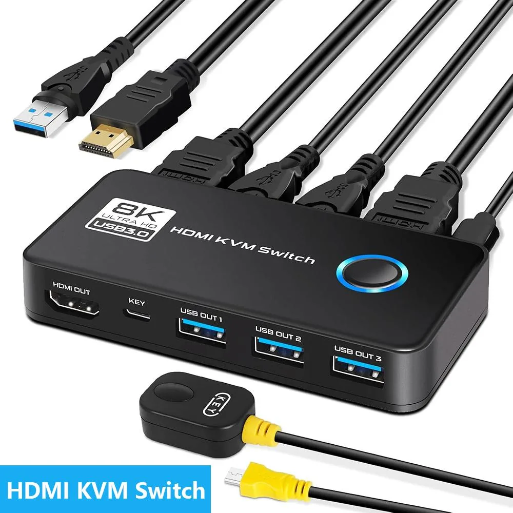 Hitoor Hitoor 8K302S 8K@60Hz HDMI 2.1 USB 3.0 KVM Switch 2 in 1 Out — product photo