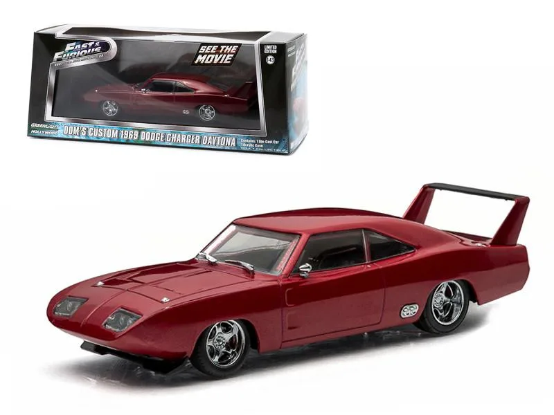 GREENLIGHT GREENLIGHT Dom's 1969 Dodge Charger Daytona Maroon Fast and Furious 6 1/43 Diecast hobby collectible — product photo
