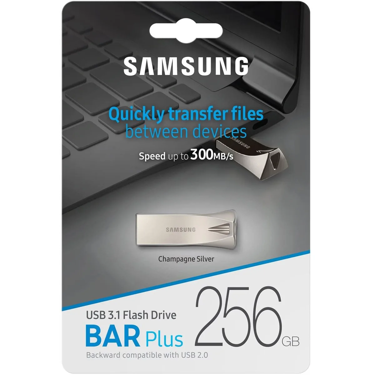 SAMSUNG SAMSUNG BAR Plus 256GB USB 3.1 Flash Drive Champagne Silver — product photo